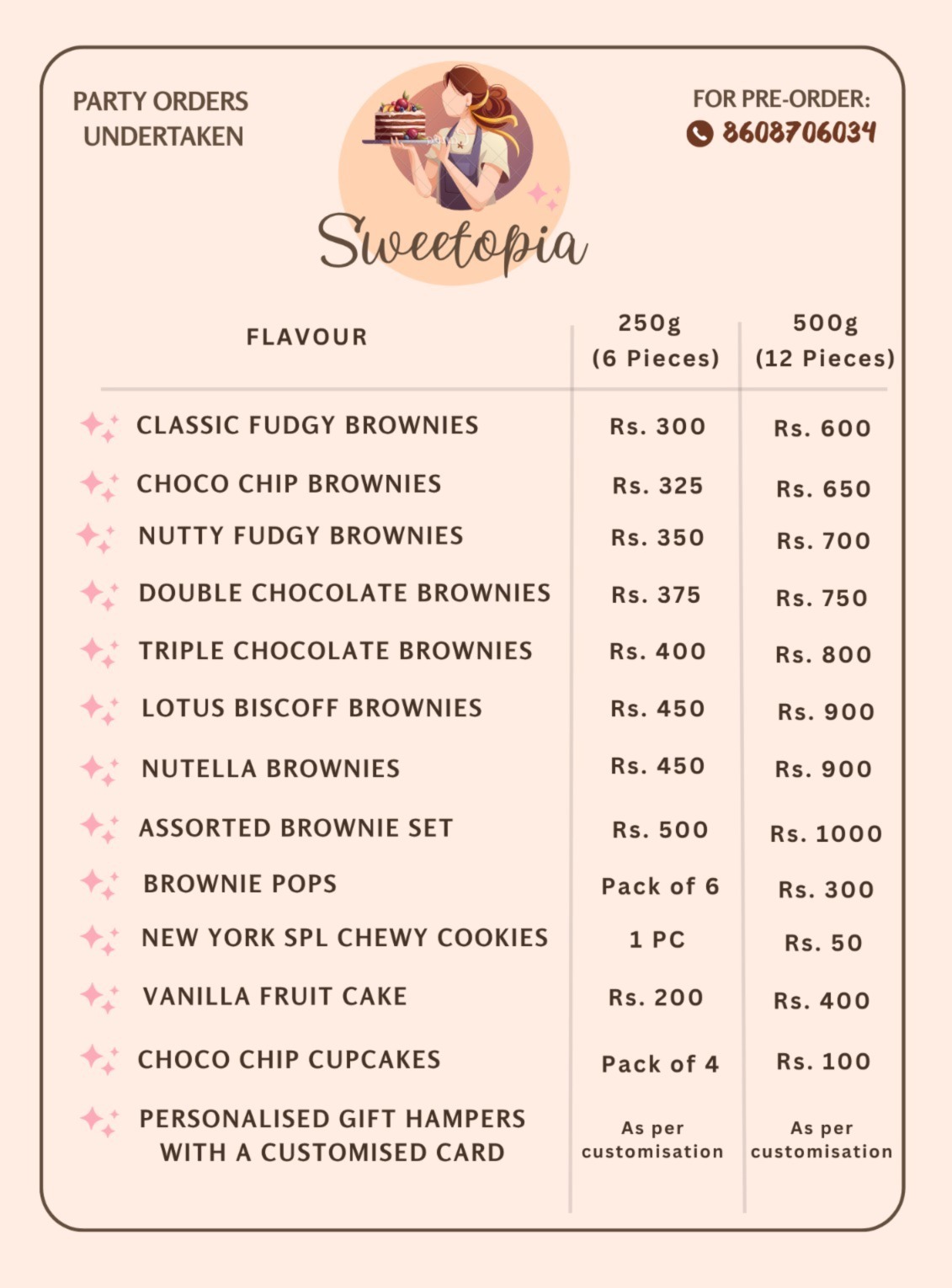 Sweetopia Menu
